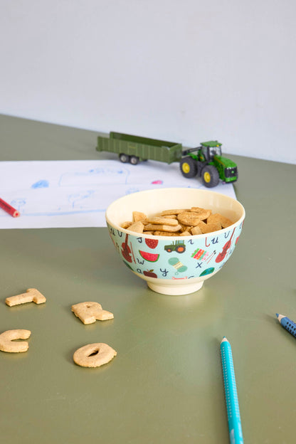 Kinder Schüssel Klein ABC-Design von RICE by RICE in Blau – Kekse - Nohna