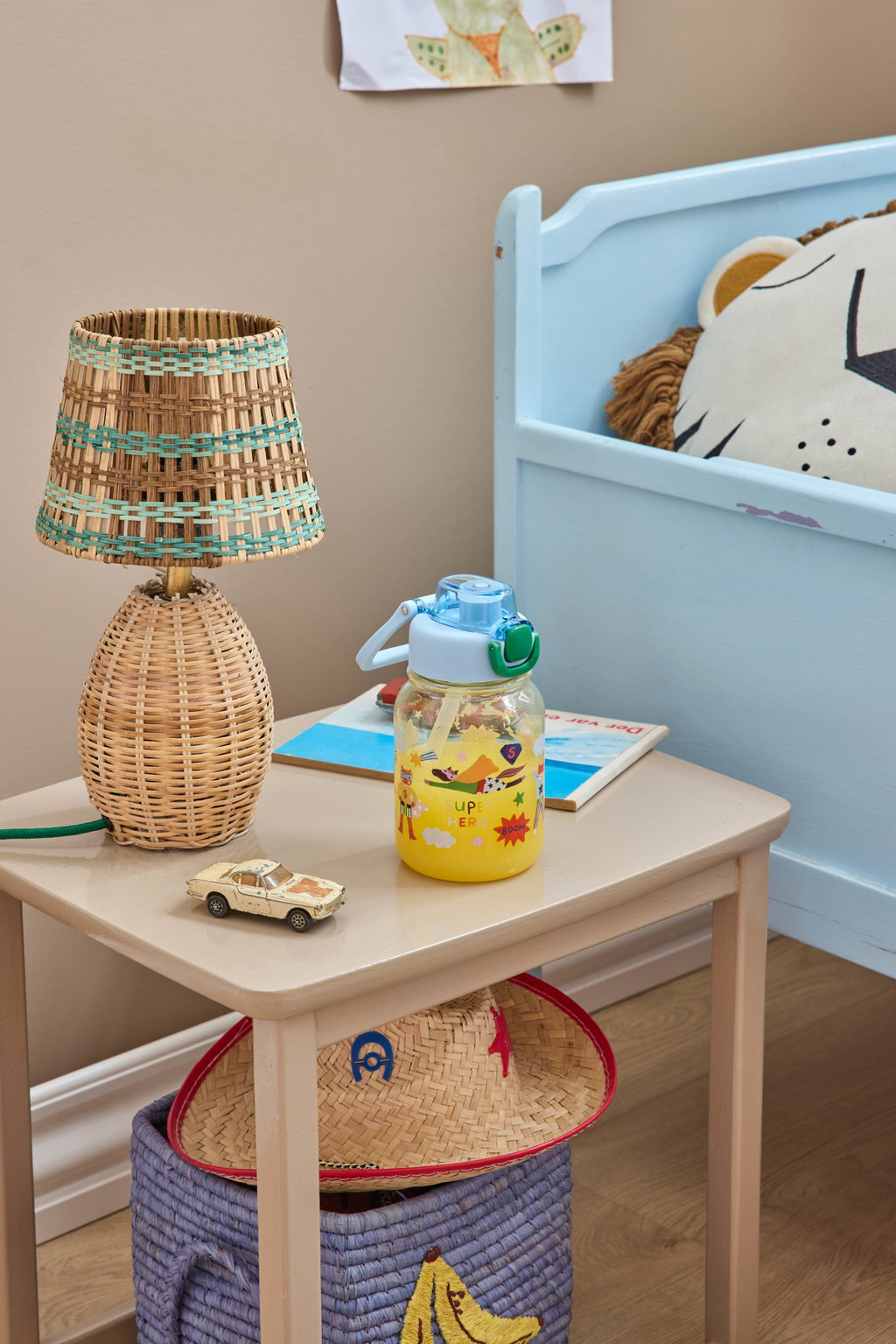 Kinder Trinkflasche Hero Print von RICE by RICE in Blau – Kinderzimmer - Nohna