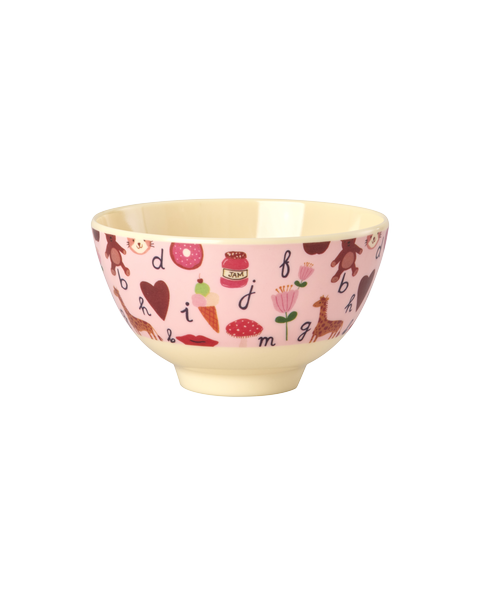 Kinder Schüssel Klein ABC-Design von RICE by RICE in Pink – Nohna
