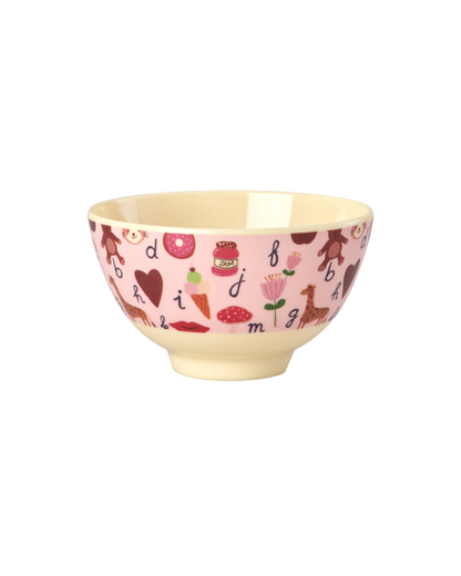 Kinder Schüssel Klein ABC-Design von RICE by RICE in Pink – Nohna