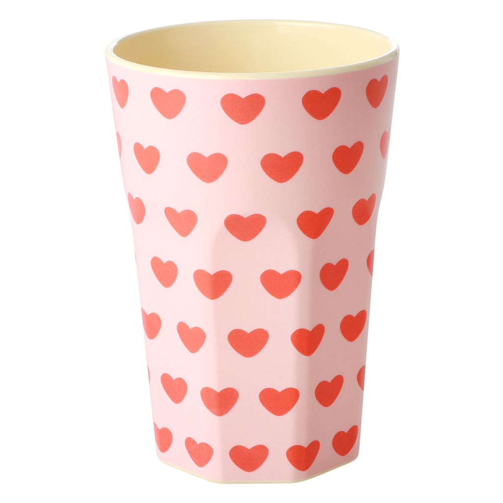 Becher Sweat Hearts Print - Hoch von RICE by RICE in Rosa mit roten Herzchen – Nohna
