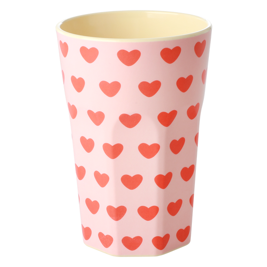 Becher Sweat Hearts Print - Hoch von RICE by RICE in Rosa mit roten Herzchen – Nohna