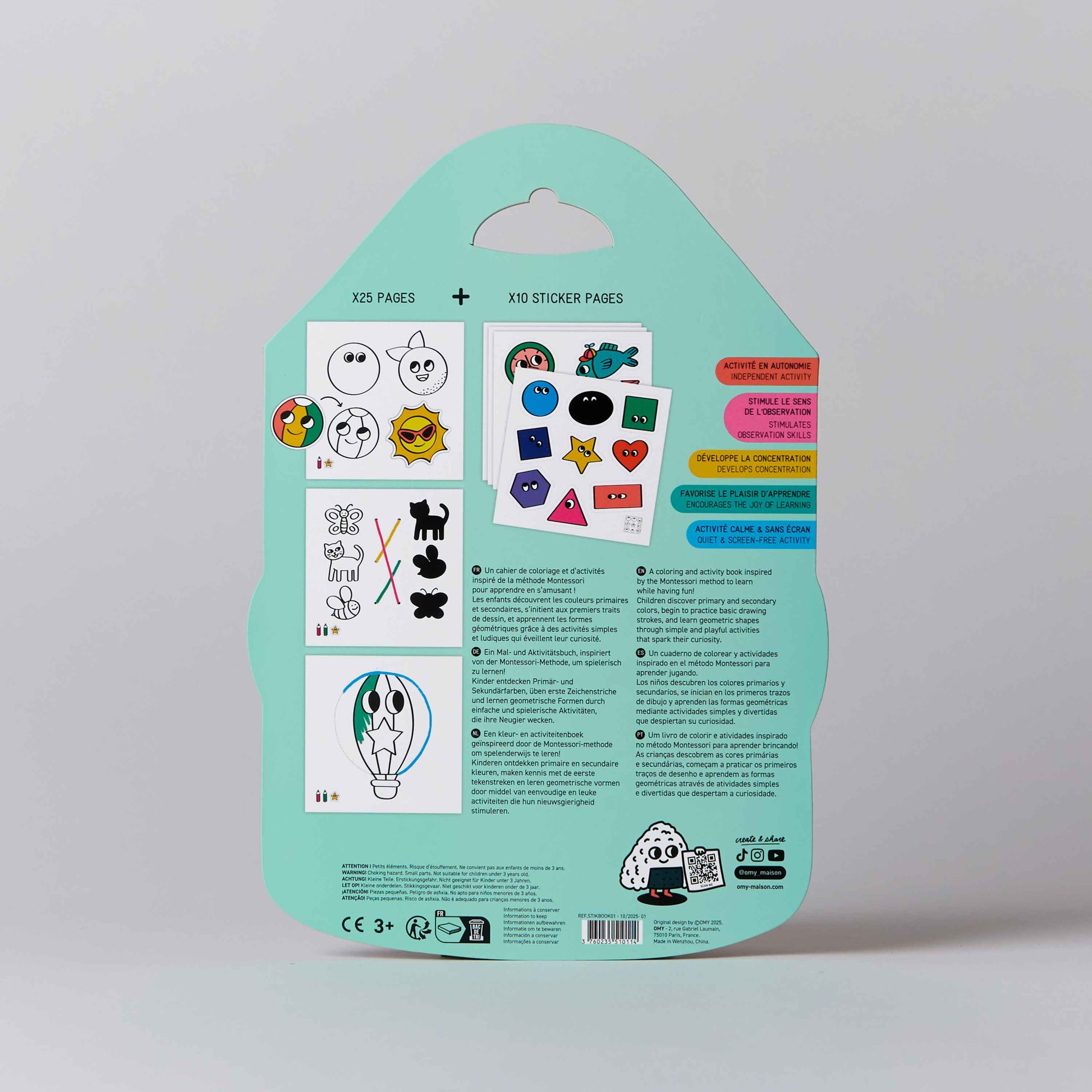 Montessori Stickerbuch Geometrische Formen von OMY für Kinder ab 3 Jahren - Inhalt -  Nohna