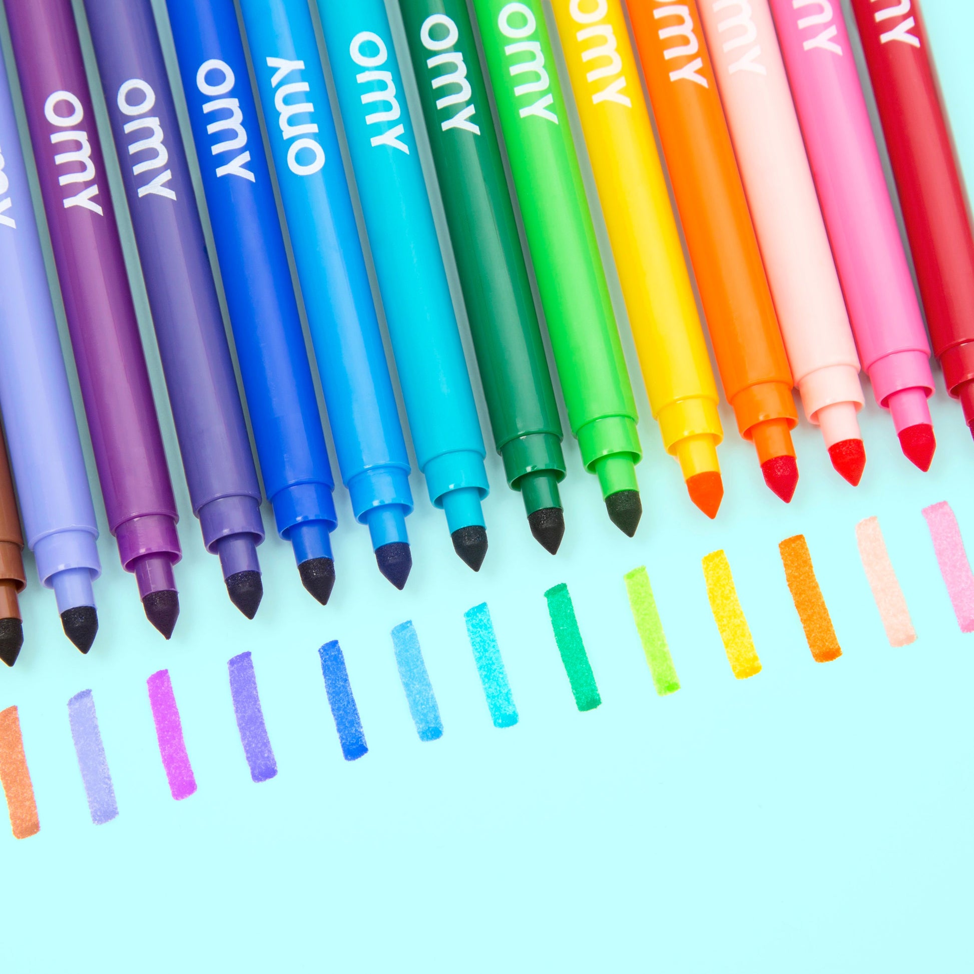 Auswaschbare Filzstifte von OMY in 16 Farben mit doppelter Spitze – Farben - Nohna