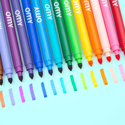 Auswaschbare Filzstifte von OMY in 16 Farben mit doppelter Spitze – Farben - Nohna