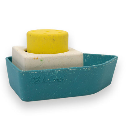 Badespielzeug Boot in Gelb/Blau von Oli & Carol aus upcycled Naturkautschuk – Nohna