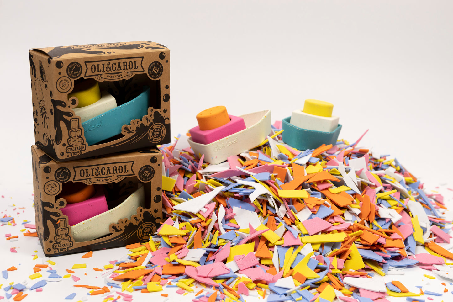 Badespielzeug Boot von Oli & Carol aus upcycled Naturkautschuk – Verpackung -Nohna