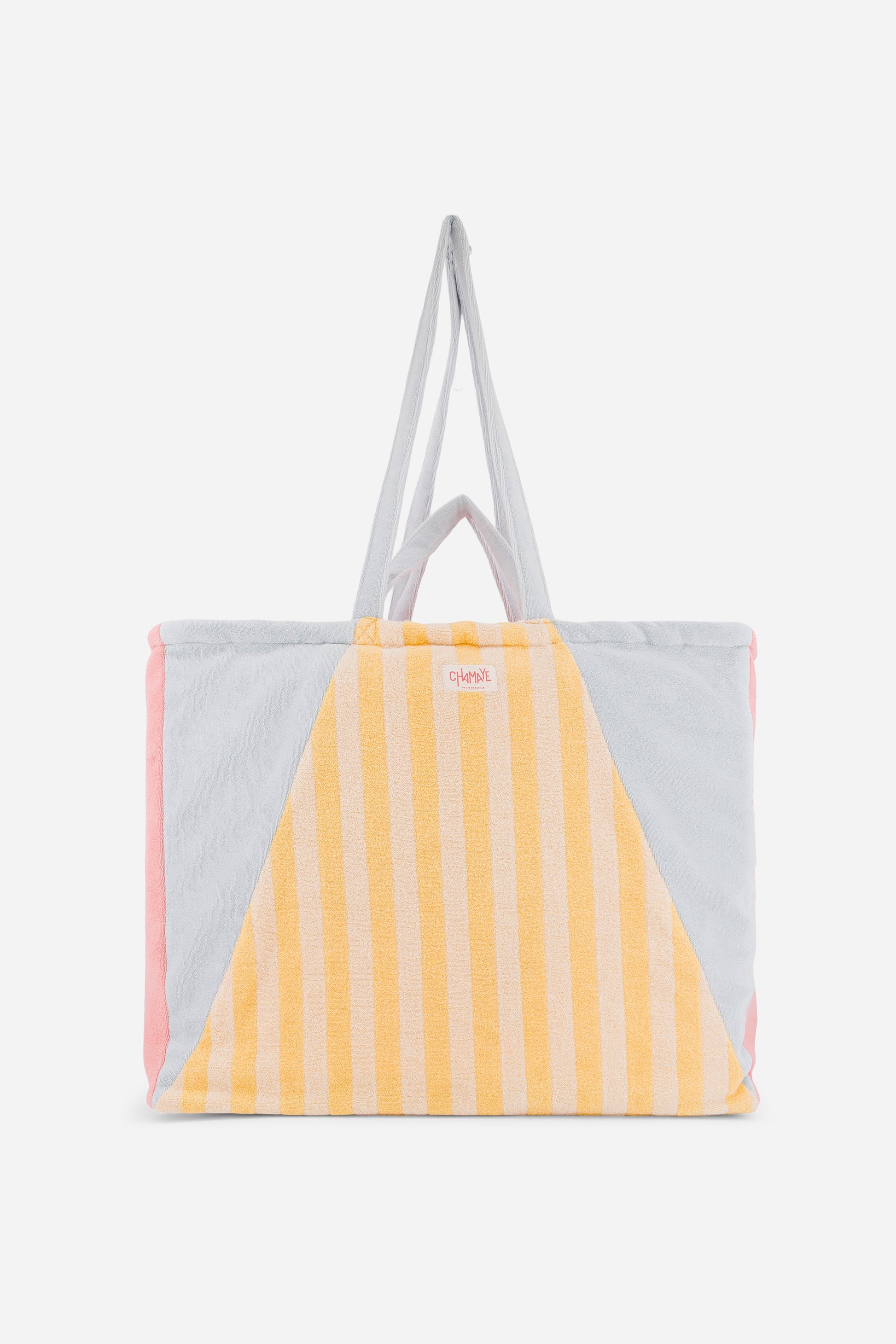 Strandtasche Summer Forever von Chamaye in Rosa, Himmelblau & Gelb – Rückansicht - Nohna