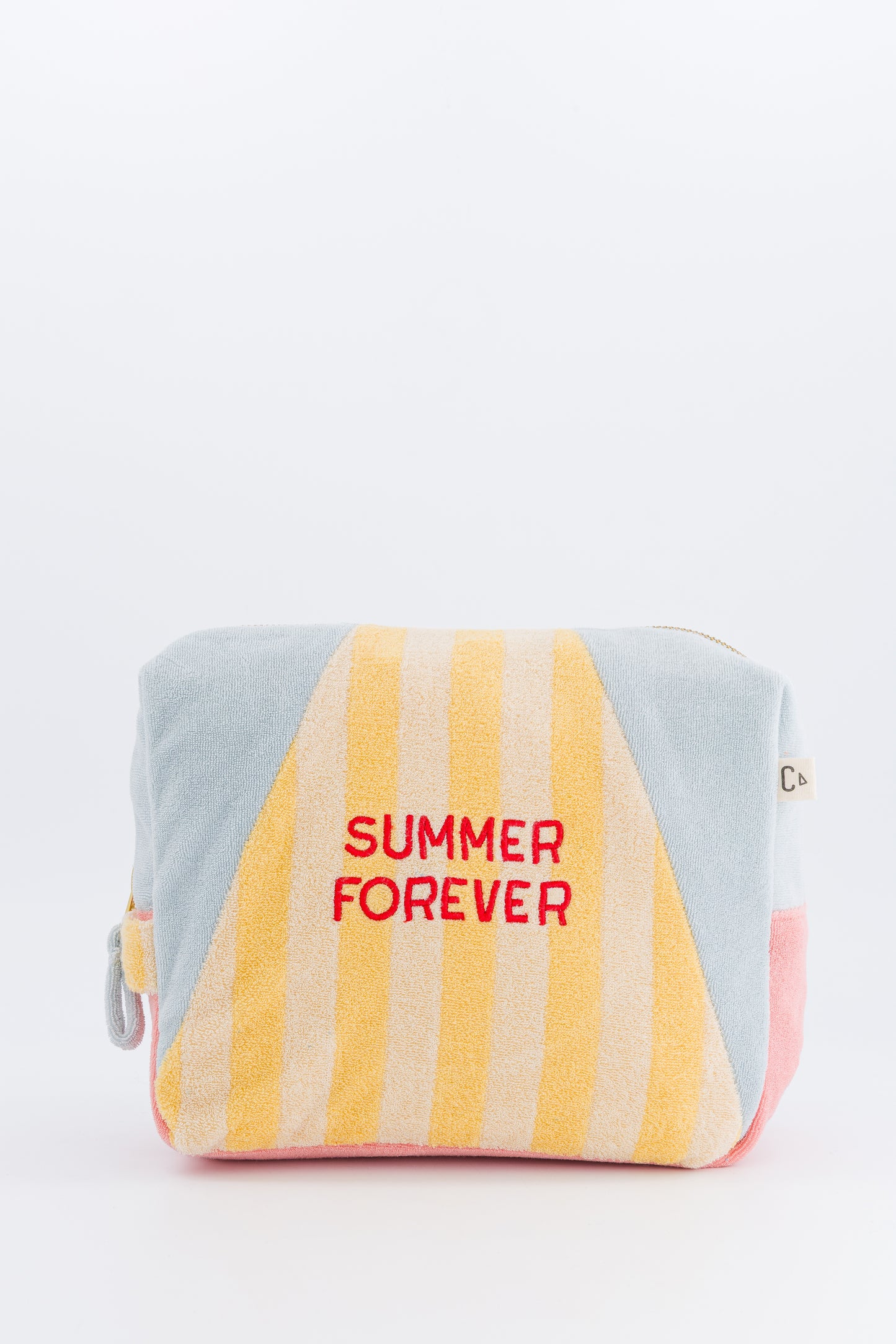 Kulturbeutel Summer Forever in Gelb, Rosa & Himmelblau von Chamaye - Frontansicht – Nohna