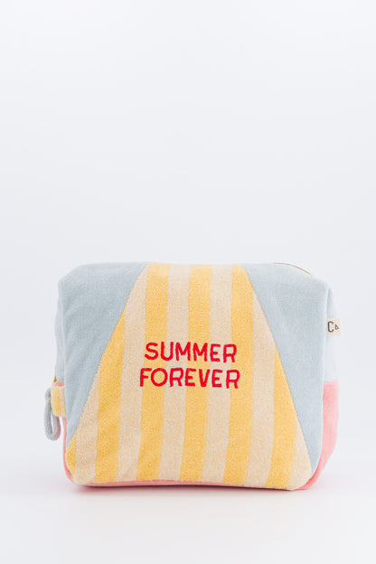 Kulturbeutel Summer Forever in Gelb, Rosa & Himmelblau von Chamaye - Frontansicht – Nohna