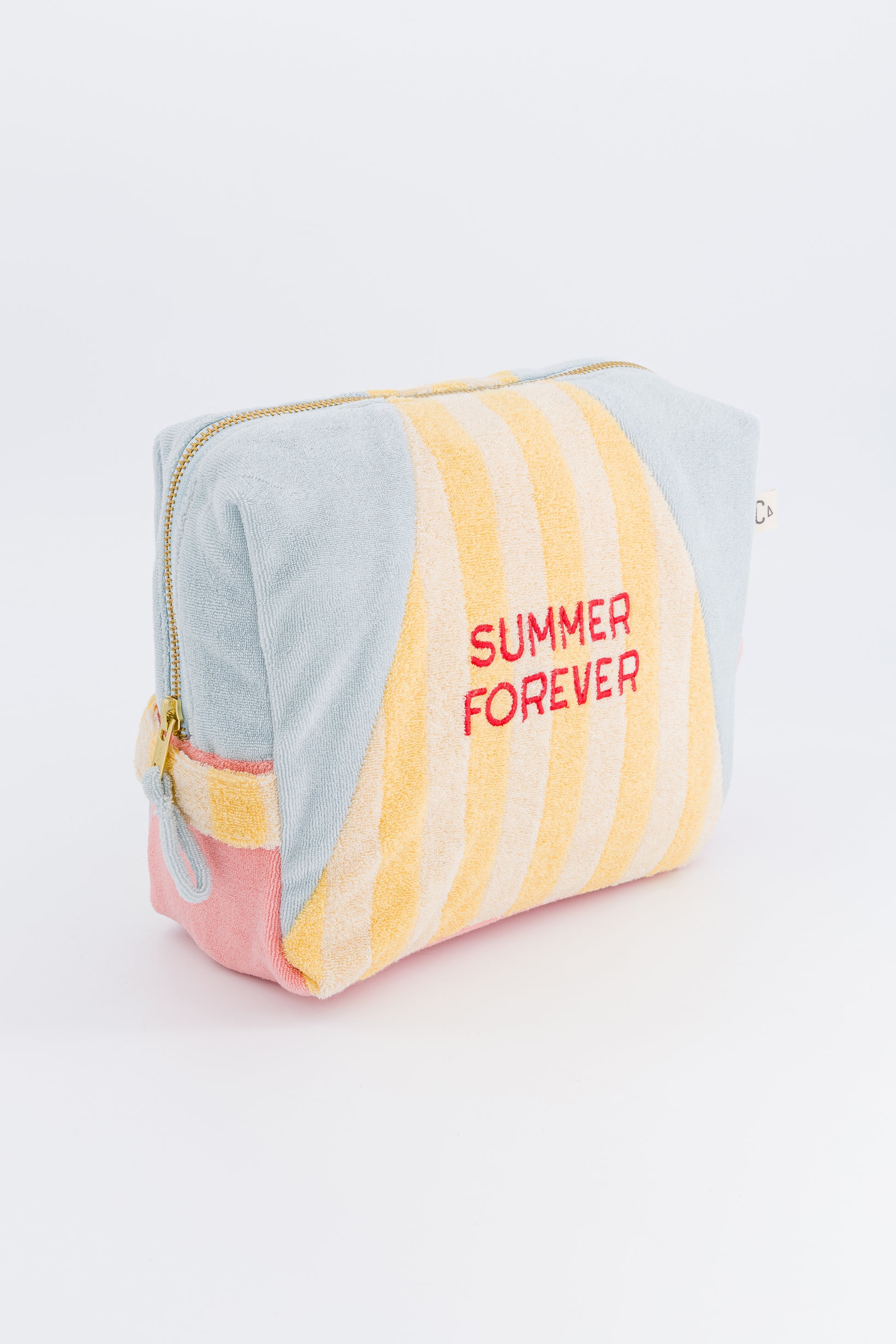 Kulturbeutel Summer Forever in Gelb, Rosa & Himmelblau von Chamaye – Seitenansicht - Nohna