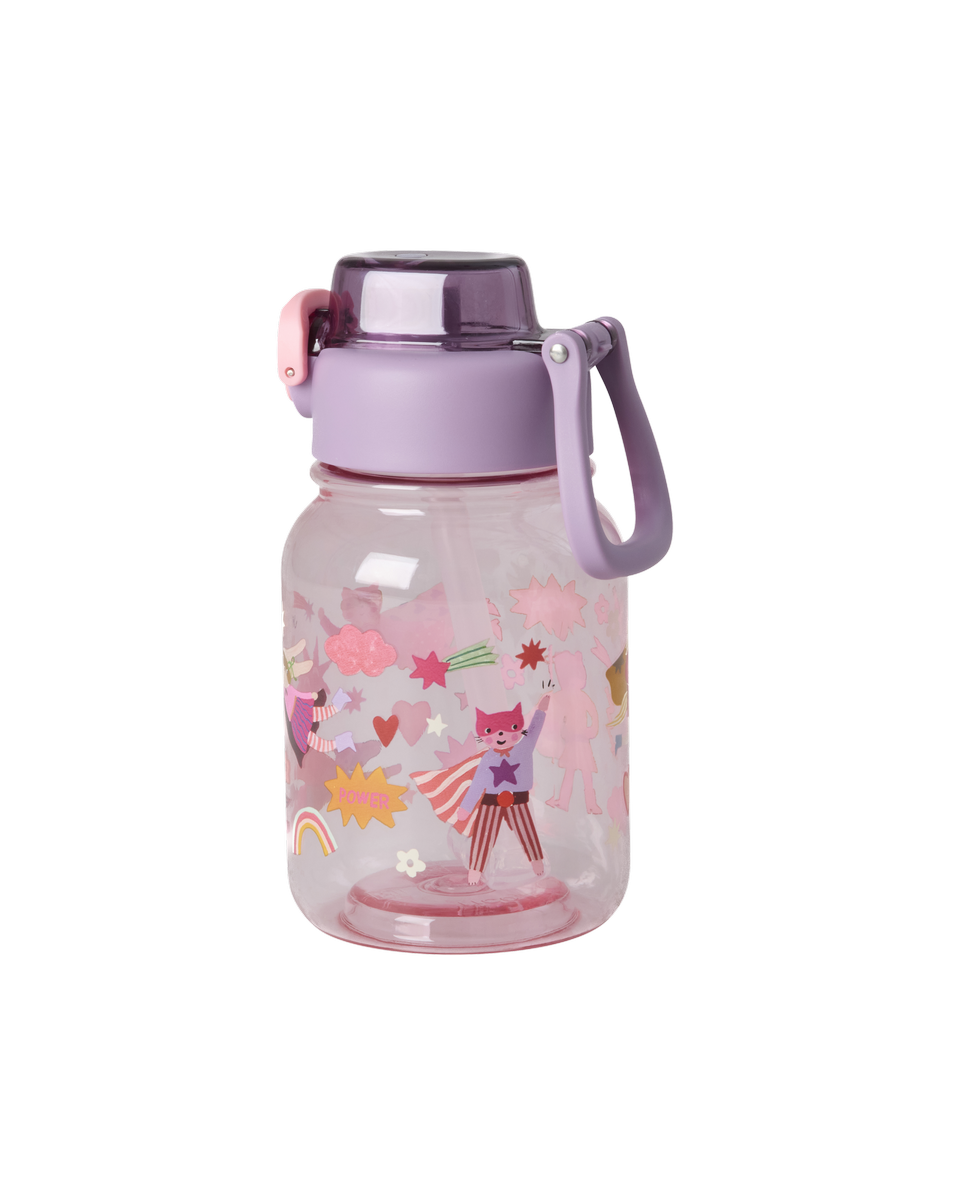 Kinder Trinkflasche Hero Print von RICE by RICE in Pink – Nohna