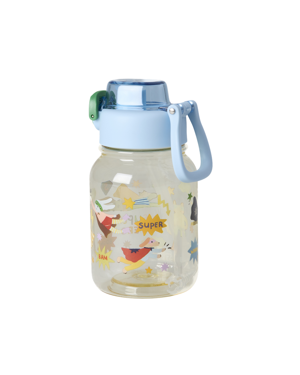 Kinder Trinkflasche Hero Print von RICE by RICE in Blau – Nohna