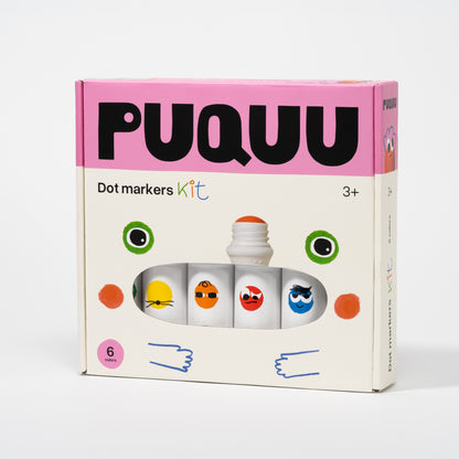 Dot Marker Set 6 Farben mit Malvorlagen von puquu – CE zertifiziert Verpackung - Nohna