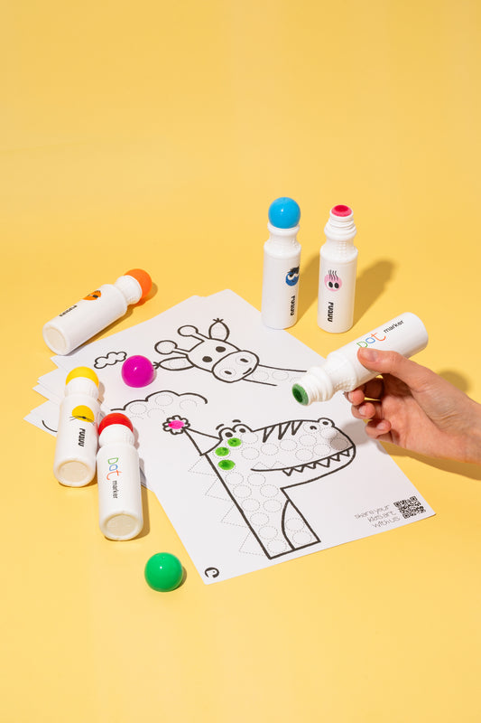 Dot Marker Set 6 Farben mit Malvorlagen – CE zertifiziert Nohna
