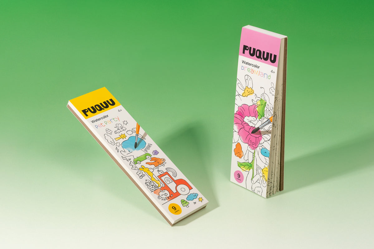 Watercolor Malbuch von puquu in Pet Party & Dreamland – mit Pinsel & Farben, Nohna