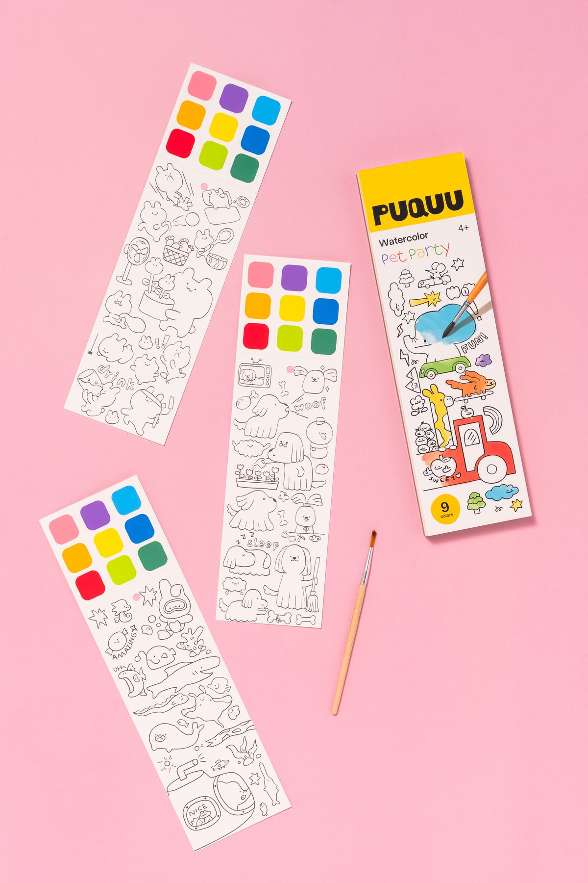 Watercolor Malbuch von puquu in Pet Party – mit Pinsel & Farben, Nohna