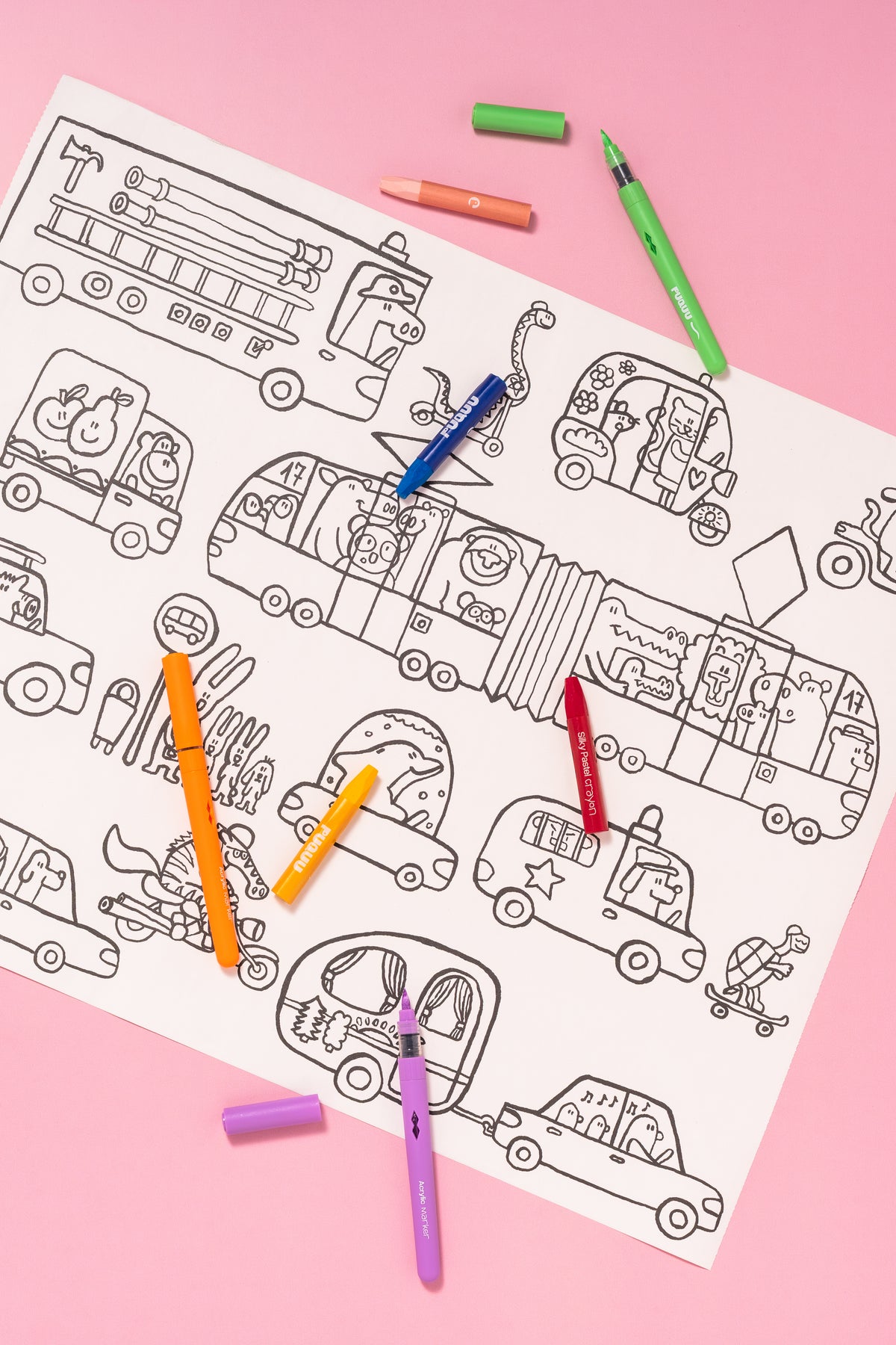 Stick & Draw Roll Ausmal-Rolle von puquu in Vehicles – ausgerollt - Nohna