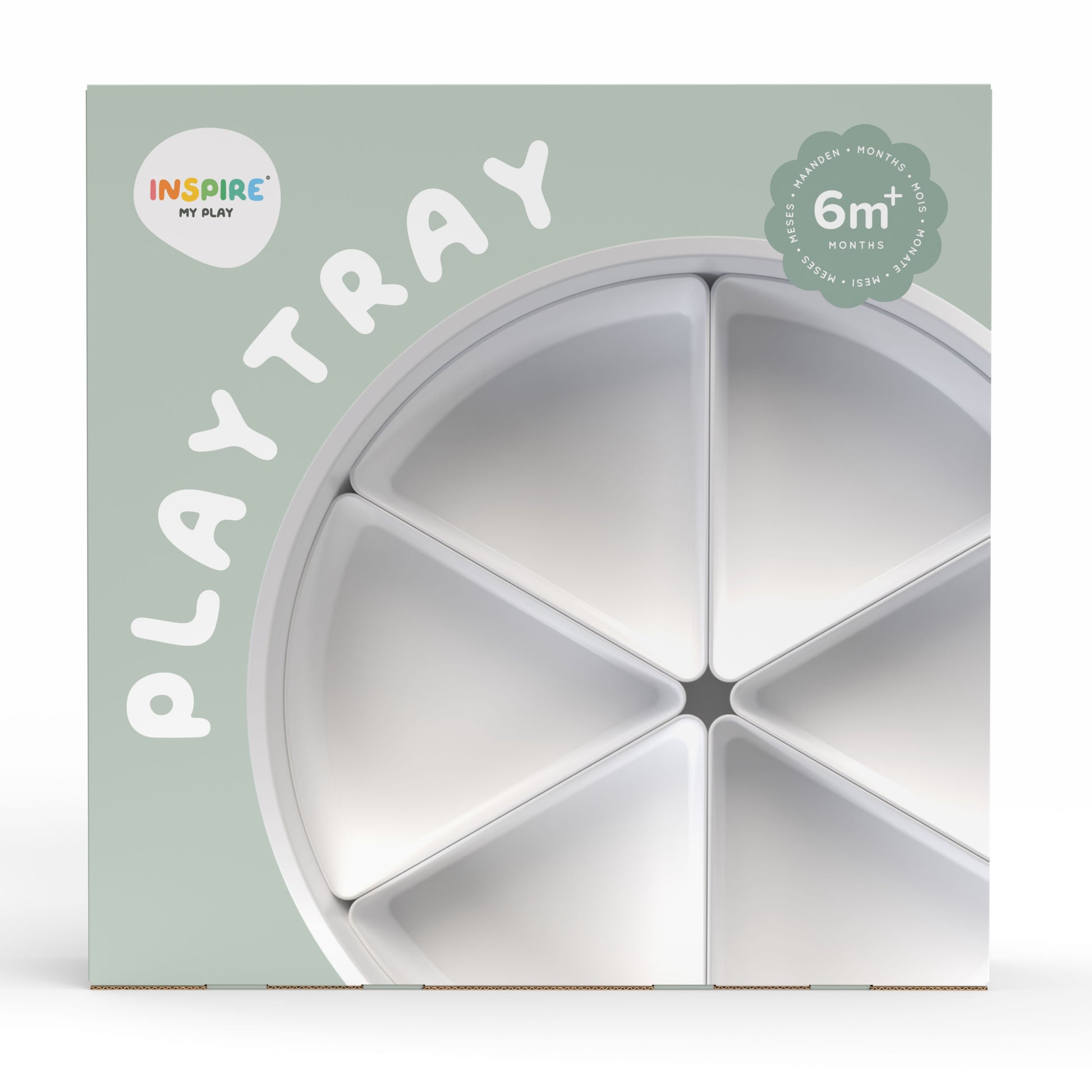 Sensorik Spielwanne PlayTRAY als Matschtisch-Ersatz für Kinder ab 6 Monaten – Verpackung Frontansicht -Nohna