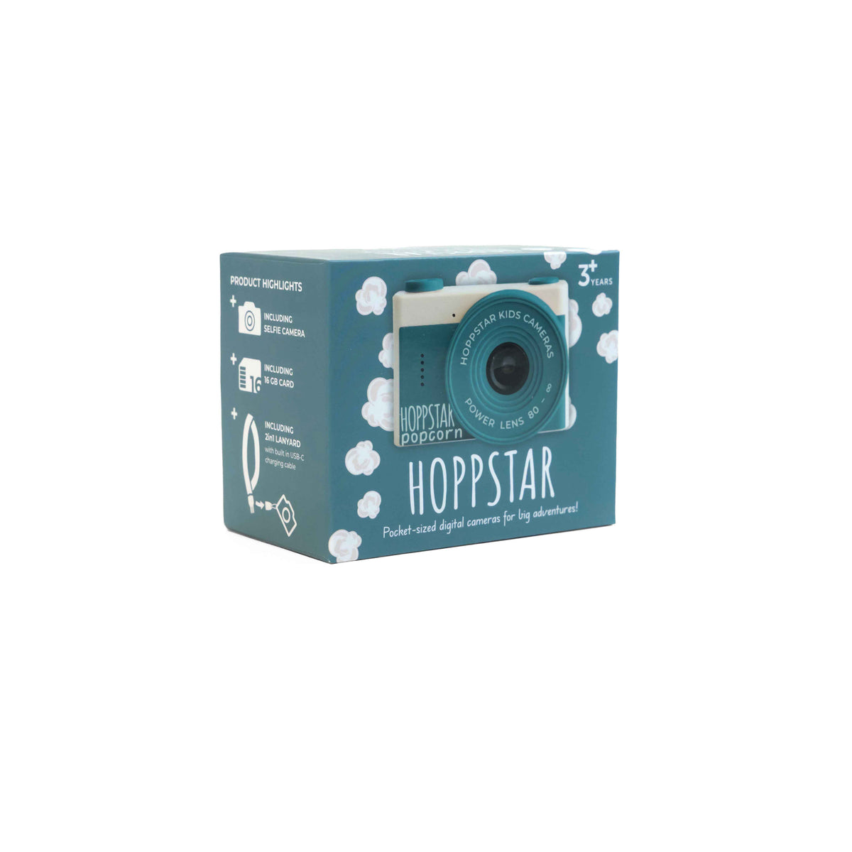 Kinderkamera Hoppstar Popcorn in Bay – 16 GB SD-Karte inklusive, Verpackung -Nohna