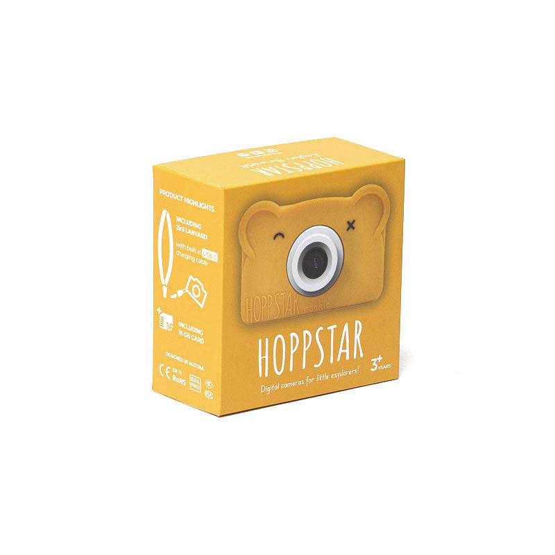 Kinderkamera Hoppstar Rookie in Honey – mit Silikonhülle, Verpackung, Nohna