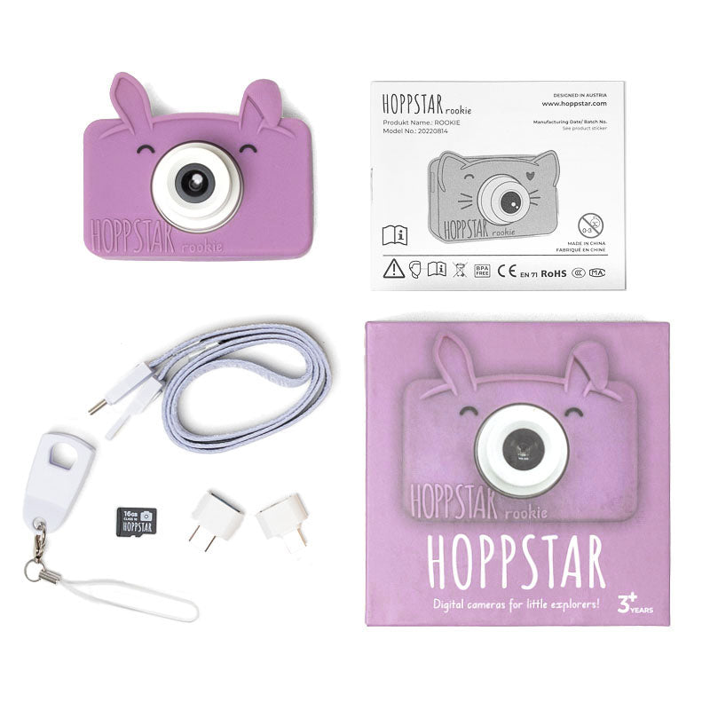 Kinderkamera Hoppstar Rookie in Blossom – mit Silikonhülle, Lieferumfang, Nohna