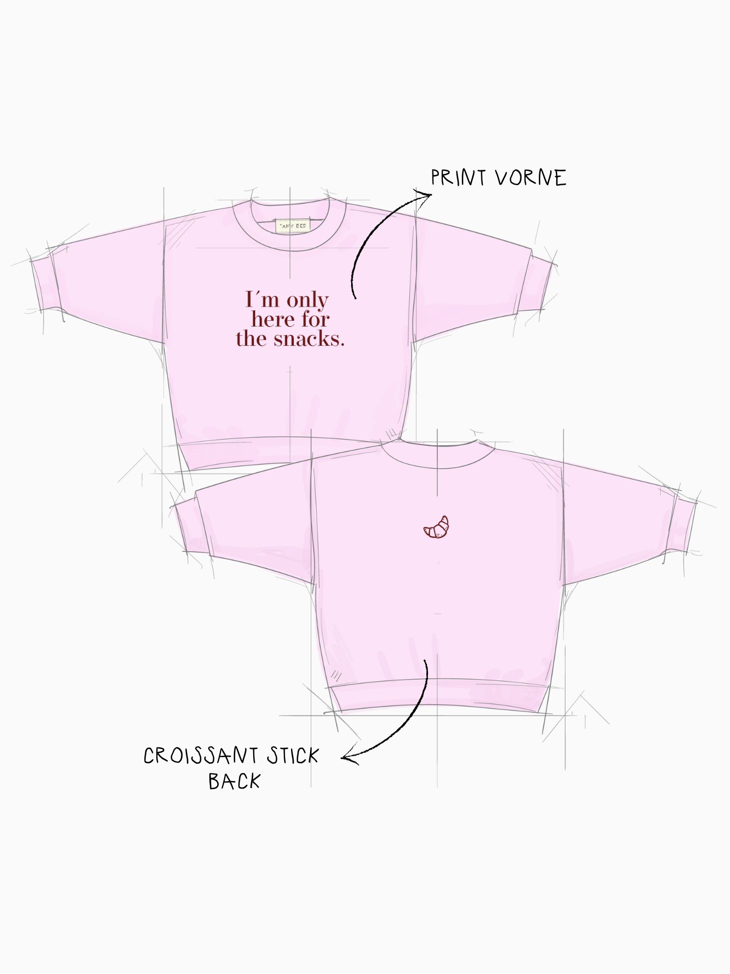 SNACKS ONLY Sweatshirt Baby & Kids in Pastellrosa mit Print und Croissant-Motiv –  Grafik - Nohna