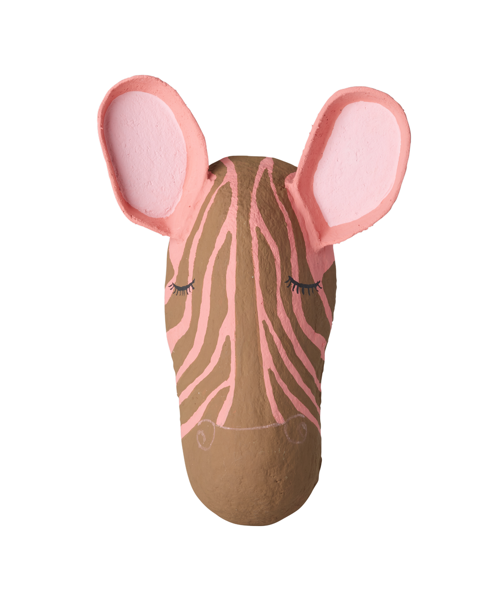 Zebra Wanddekoration aus Pappmaché in Pink von RICE by RICE – Nohna