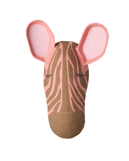 Zebra Wanddekoration aus Pappmaché in Pink von RICE by RICE – Nohna