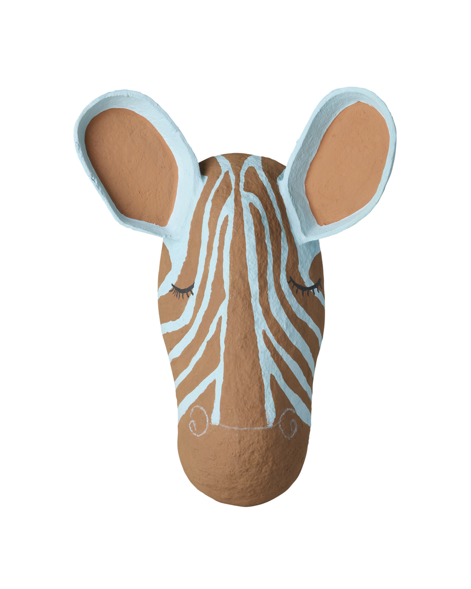 Zebra Wanddekoration aus Pappmaché in Blau von RICE by RICE – Nohna