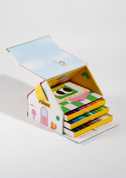 Acrylmarker 39 Farben von puquu in hausförmiger Box – CE zertifiziert, Lieferumfang, Nohna