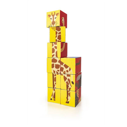 Zoo Puzzlewürfel mit 6 Tieren von Bajo – 9 Holzwürfel - Giraffe - Nohna