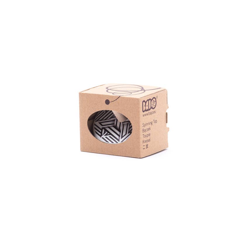 Holzkreisel Schwarz/Weiß von Bajo – Verpackung - Nohna