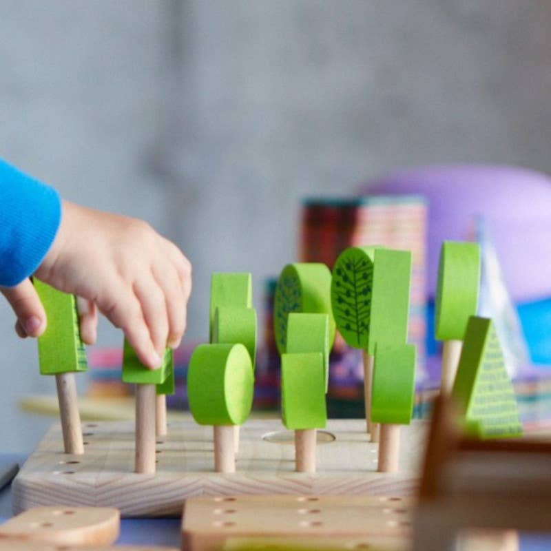 Central Park Puzzle mit Bäumen von Bajo – 22 Holzelemente - Seitenansicht - Nohna
