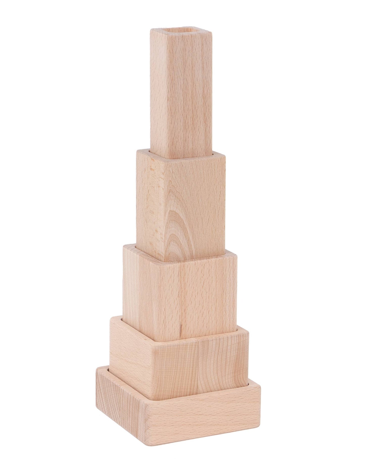 Sensorik Stapelwürfel von Bajo – 5 Holzwürfel mit Erbsenfüllung - Seitenansicht - Nohna