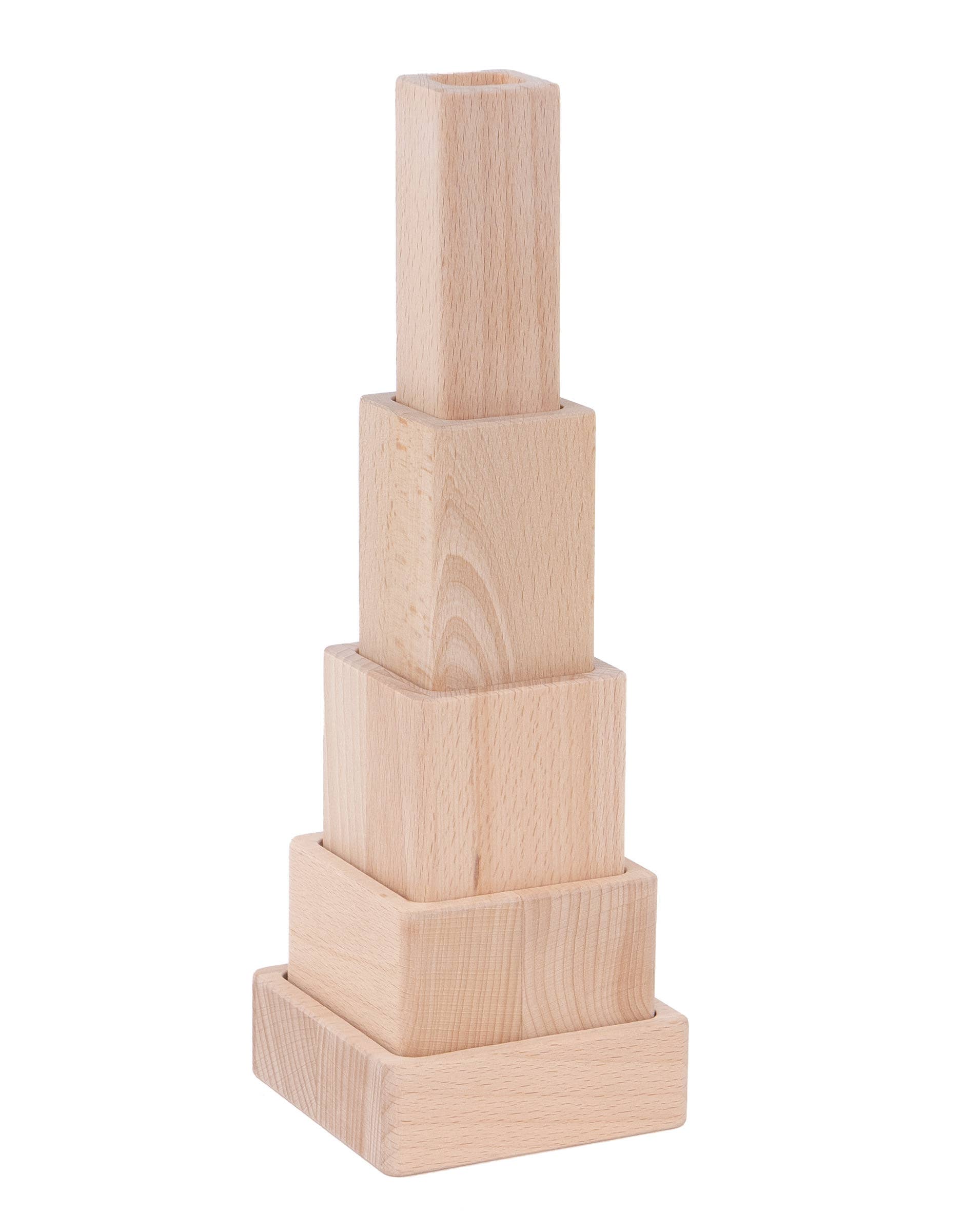 Sensorik Stapelwürfel von Bajo – 5 Holzwürfel mit Erbsenfüllung - Seitenansicht - Nohna