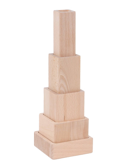 Sensorik Stapelwürfel von Bajo – 5 Holzwürfel mit Erbsenfüllung - Seitenansicht - Nohna