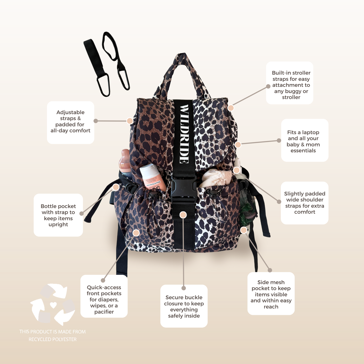Rucksack Erwachsene Savannah von Wildride aus recyceltem Material – Detailansicht - Nohna