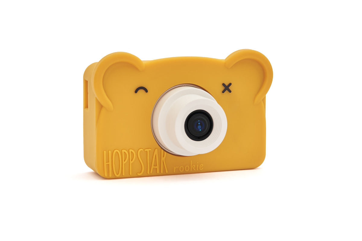 Kinderkamera Hoppstar Rookie in Honey – mit Silikonhülle, Seitenansicht, Nohna